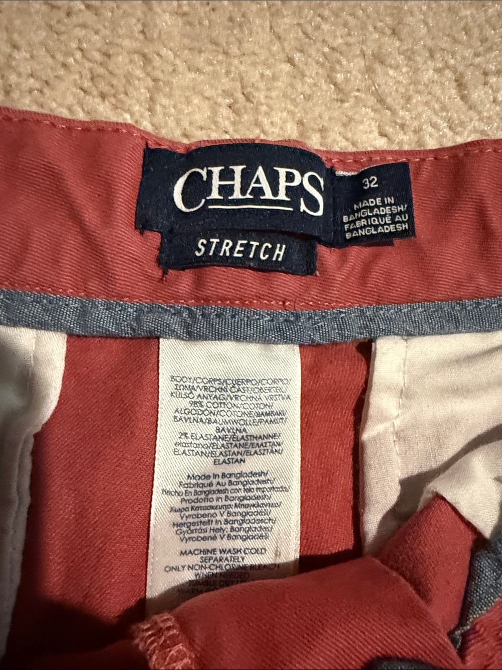 Chaps Men's Short - Deep Brick Red Flat Front - Picture 2 of 8